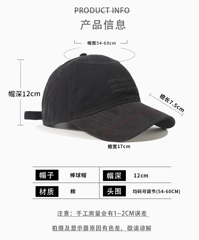 New retro washed brushed sun protection baseball cap for women, Korean style versatile large-head cap for women's fashion pic 27
