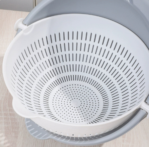 Simple household kitchen double-layer vegetable washing and draining basket, simple living room fruit washing thickened water filter basin, fruit platter pic 2