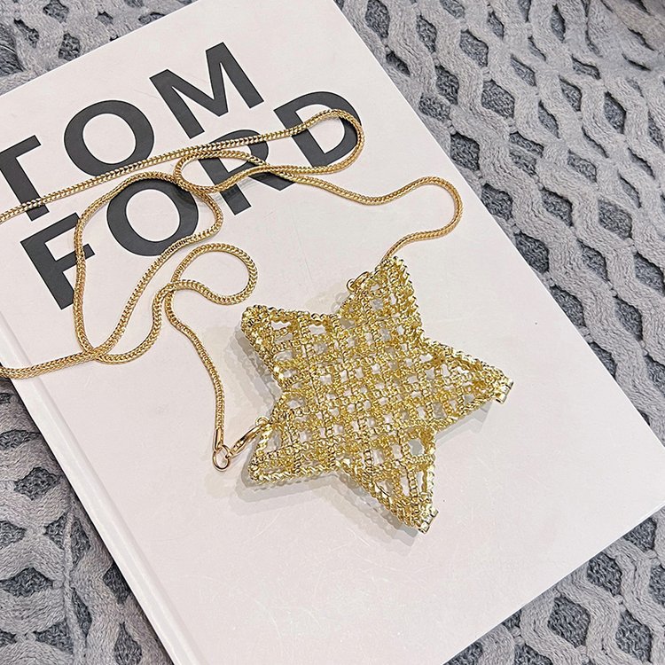 跨境2024夏新款小香风镂空金属星星包晚宴包单肩斜挎气质链条女包详情90