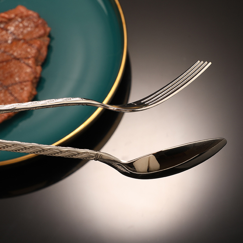 展明西餐餐具304不锈钢餐具勺子叉子甜品叉勺餐叉麻绳牛排刀叉勺详情11