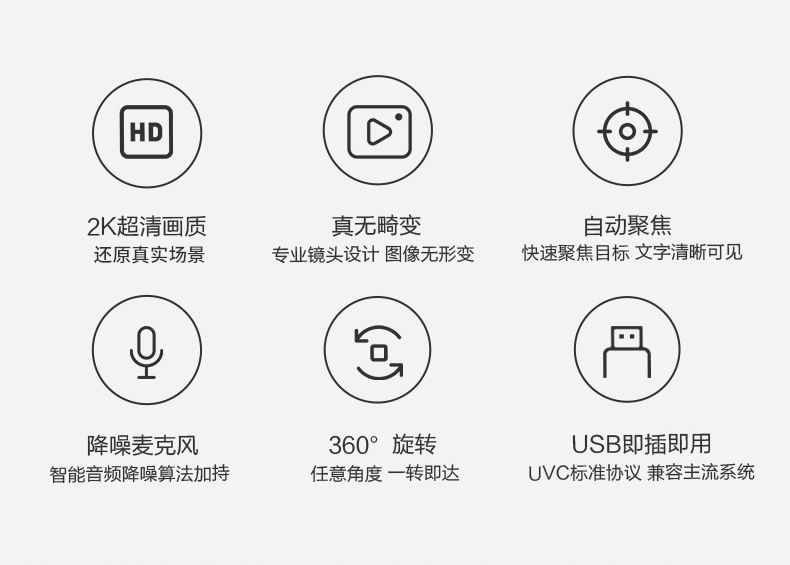 Hikvision usb external camera with microphone, desktop laptop, live streaming online courses, postgraduate entrance examination re-examination pic 4