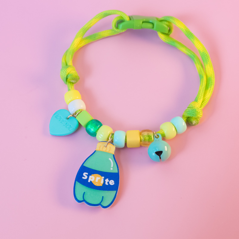 Cross-border Amazon pet cat and dog collars, color-blocking woven necklaces, adjustable heart-shaped smiling faces, bee cola pic 12