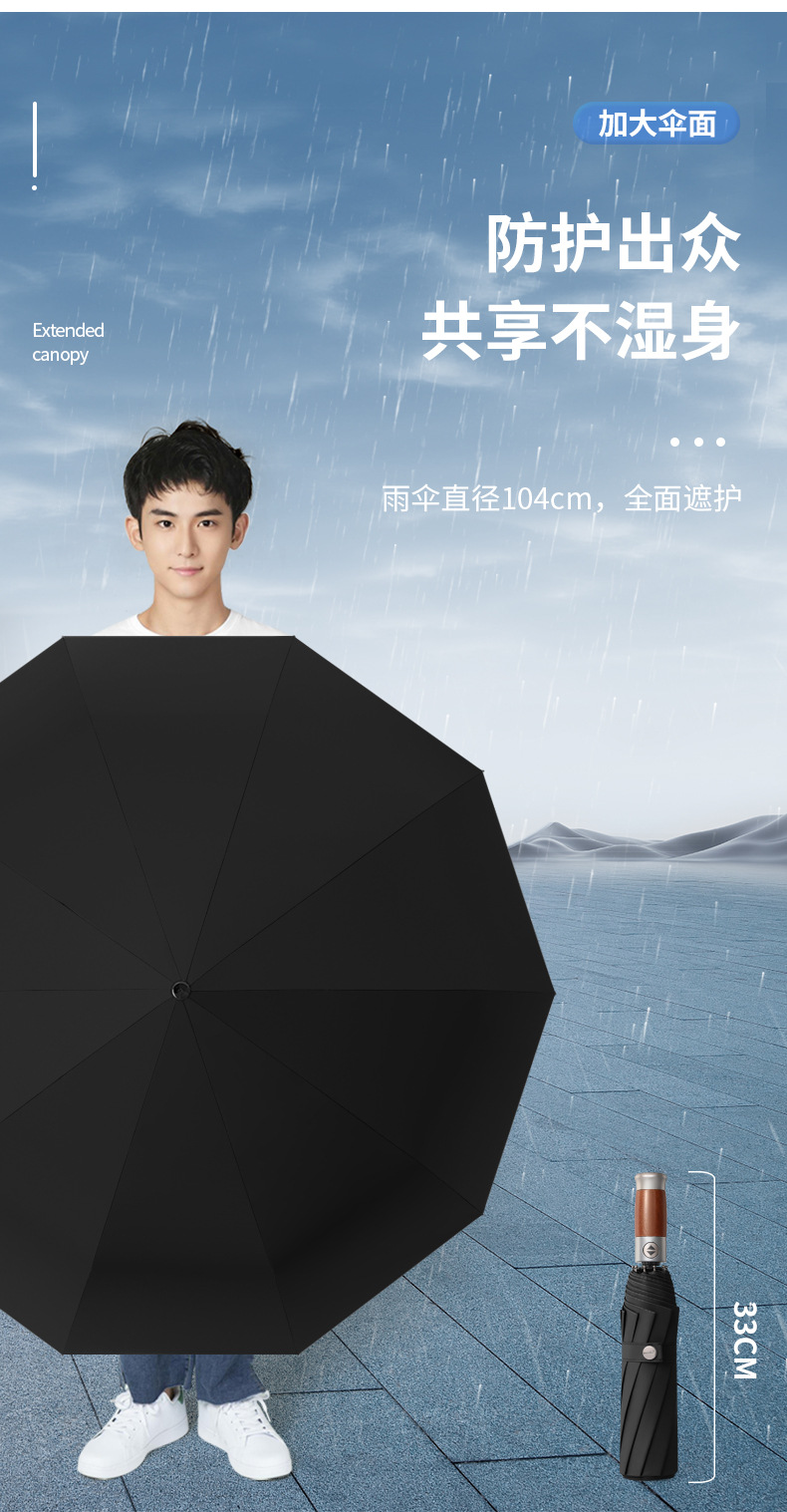 批发全自动折叠雨伞大号男士商务伞加固结实抗风晴雨两用女太阳伞详情12