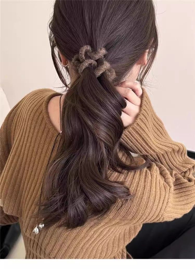 高弹力毛绒电话线发圈女秋冬气质头绳丸子头扎发皮筋耐用高级感发饰详情2