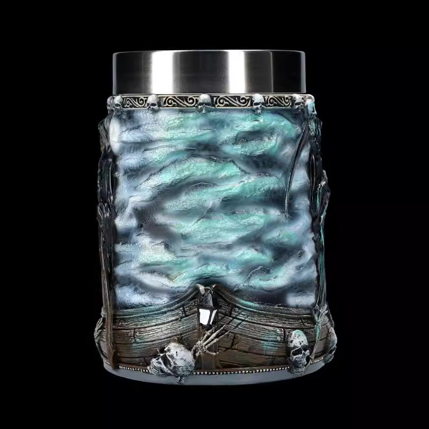 Cross-border new Halloween skeleton mug, stainless steel Death God Coffee Beer mug, personalized and creative skull-shaped wine glass pic 8