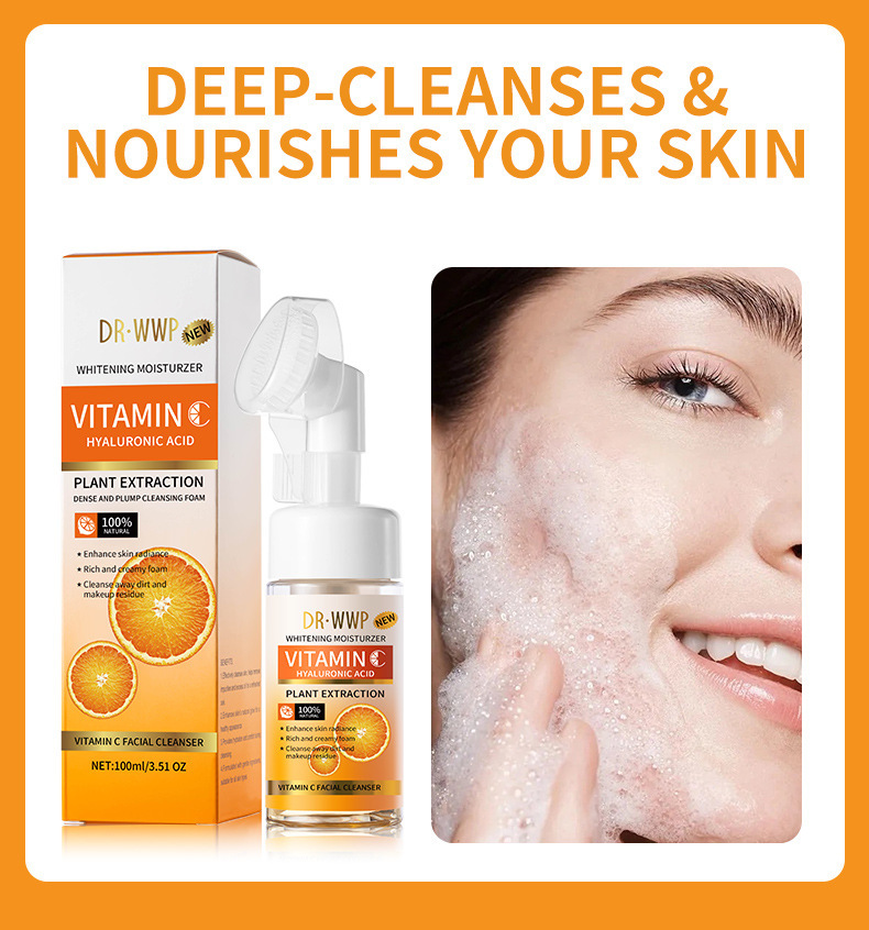Cross-border VC facial cleanser deeply cleanses the face. Vitamin C facial mousse for export. Two-in-one facial cleanser for washing and removing pic 8
