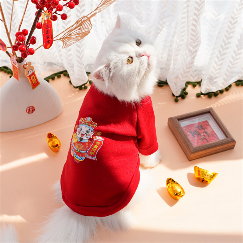 Año nuevo ropa de mascotas otoño invierno más peluche dos pies hoodies para perros ropa de gato teddy suministros fabricantes al por mayor pic 10