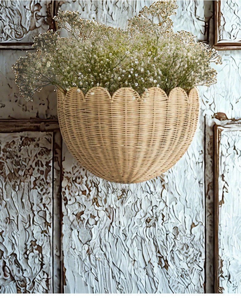 田园风藤编壁挂钥匙储物篮家居民宿装饰玩具杂物收纳篮手工编织篮详情20