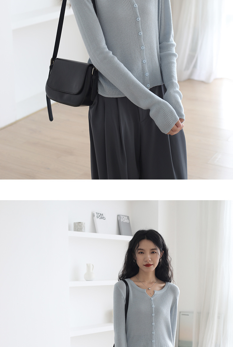 6羊毛品牌女装2025新款圆领长袖针织开衫 宽松百搭毛衣外套 空调衫秋季外搭女士精致加工详情8