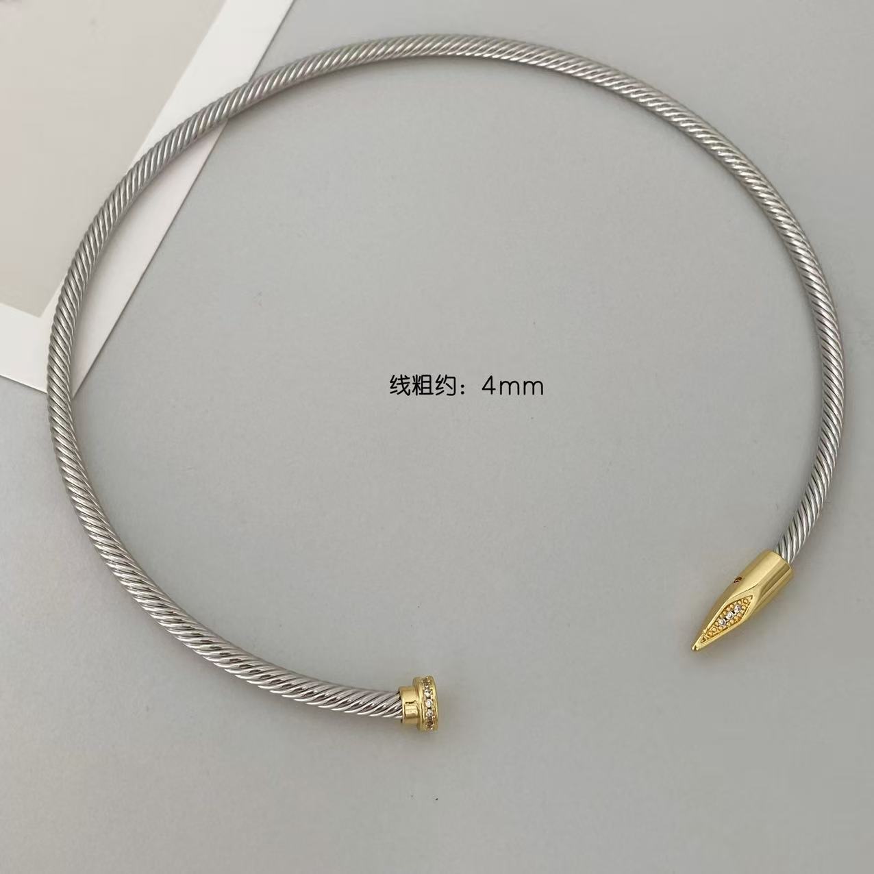 跨境爆款简约几何型甜酷项圈手圈个性钉子项链镶锆石厂家批发详情13