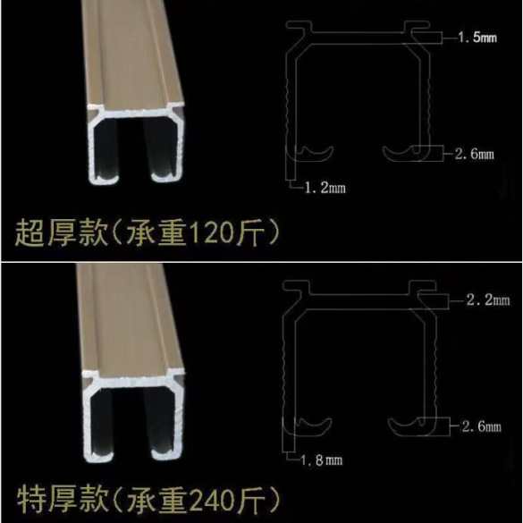 加厚窗帘轨道杆滑轨铝合金导轨双轨直轨罗马杆顶装侧装挂钩滑道轨详情1