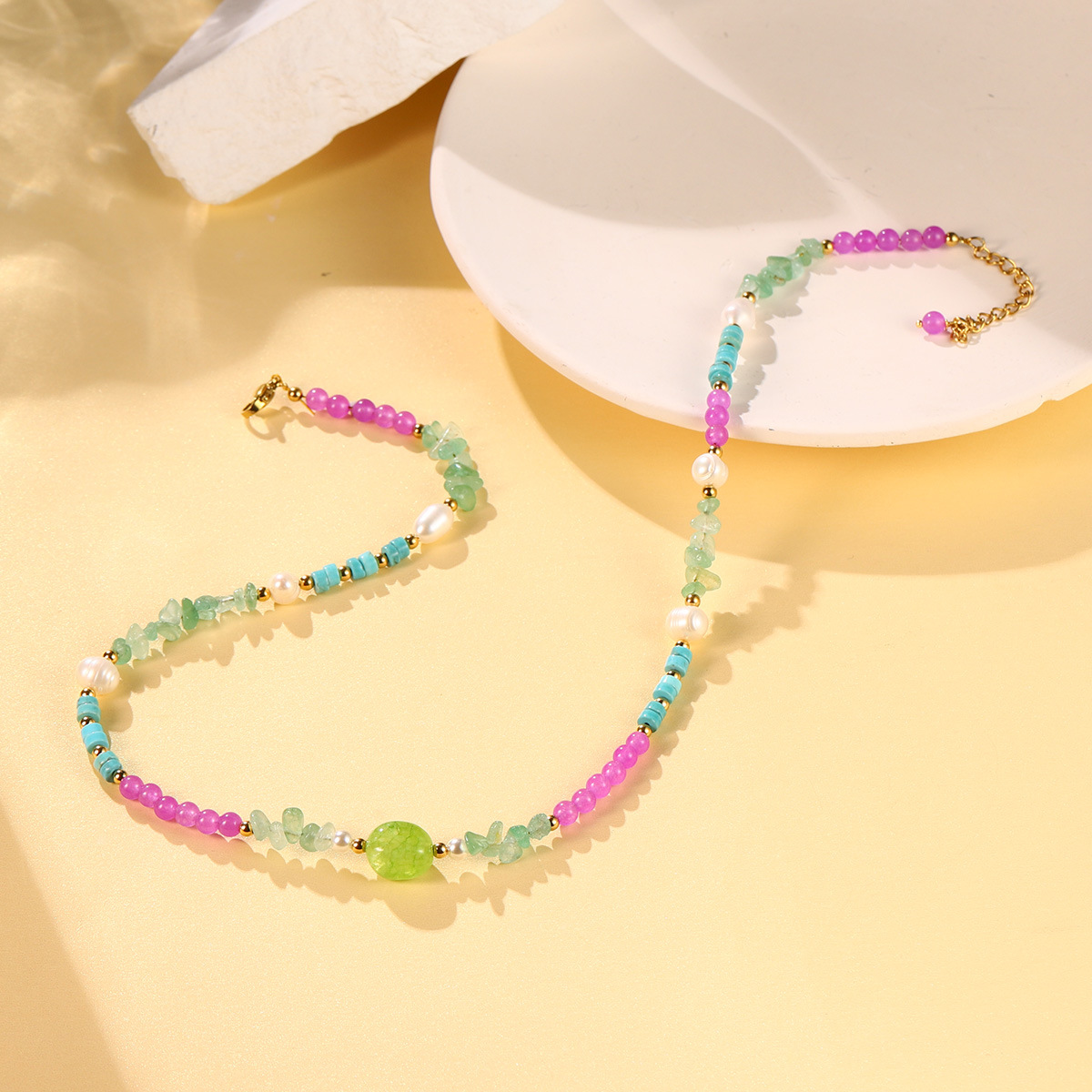 新款ins小众设计多彩串珠高级感简约项链天然珍珠时尚多巴胺颈链详情26