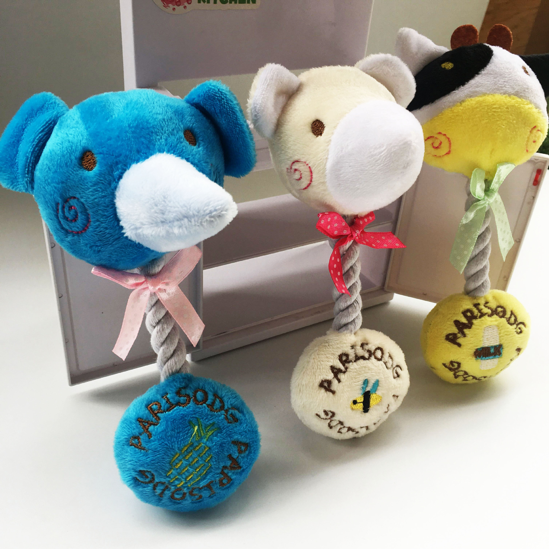 Cat and dog teething, teeth cleaning, plush sound-making toys with cotton ropes, bull and bear combination cloth toys, pet dog supplies pic 15