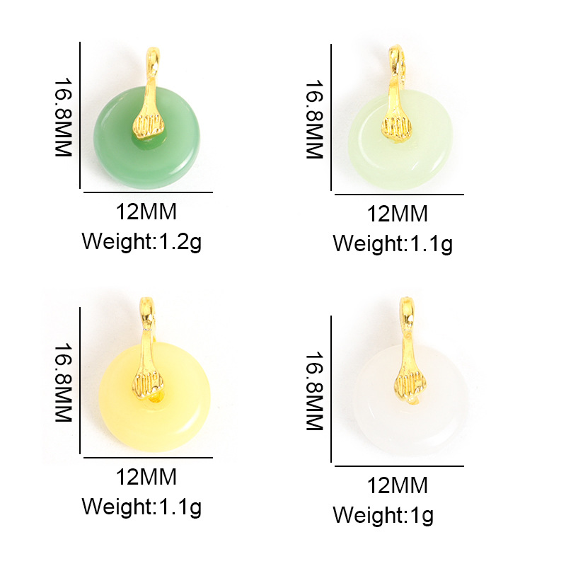 仿玉琉璃平安扣合金挂件小吊坠 diy饰品配件古风手链项链坠子材料详情1