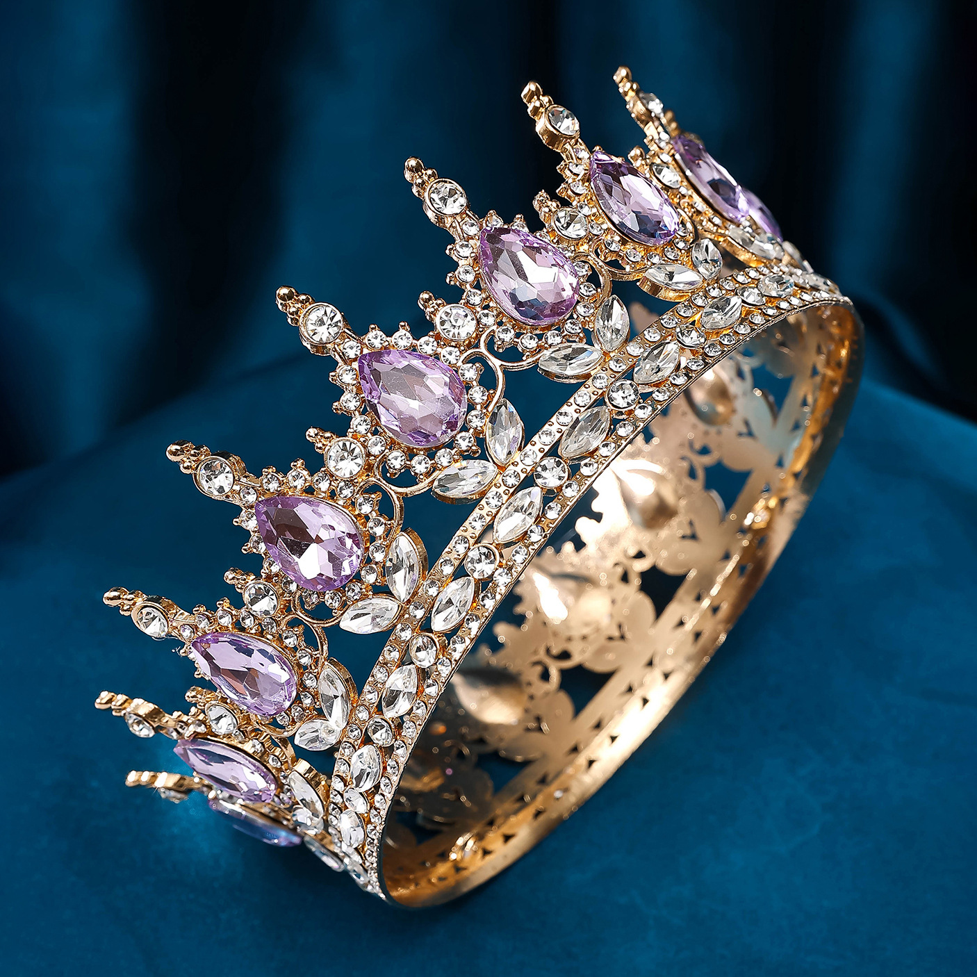 Best-selling water diamond crowns in European and American foreign trade, full-circle large crowns for bride headwear on Amazon, direct sales from the manufacturer pic 17