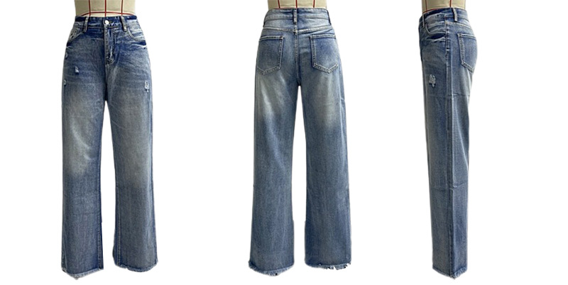 Independent Station Foreign Trade 2023 Amazon Stylish Autumn/Winter New Casual Long Pants, slightly flared washed jeans for women pic 2