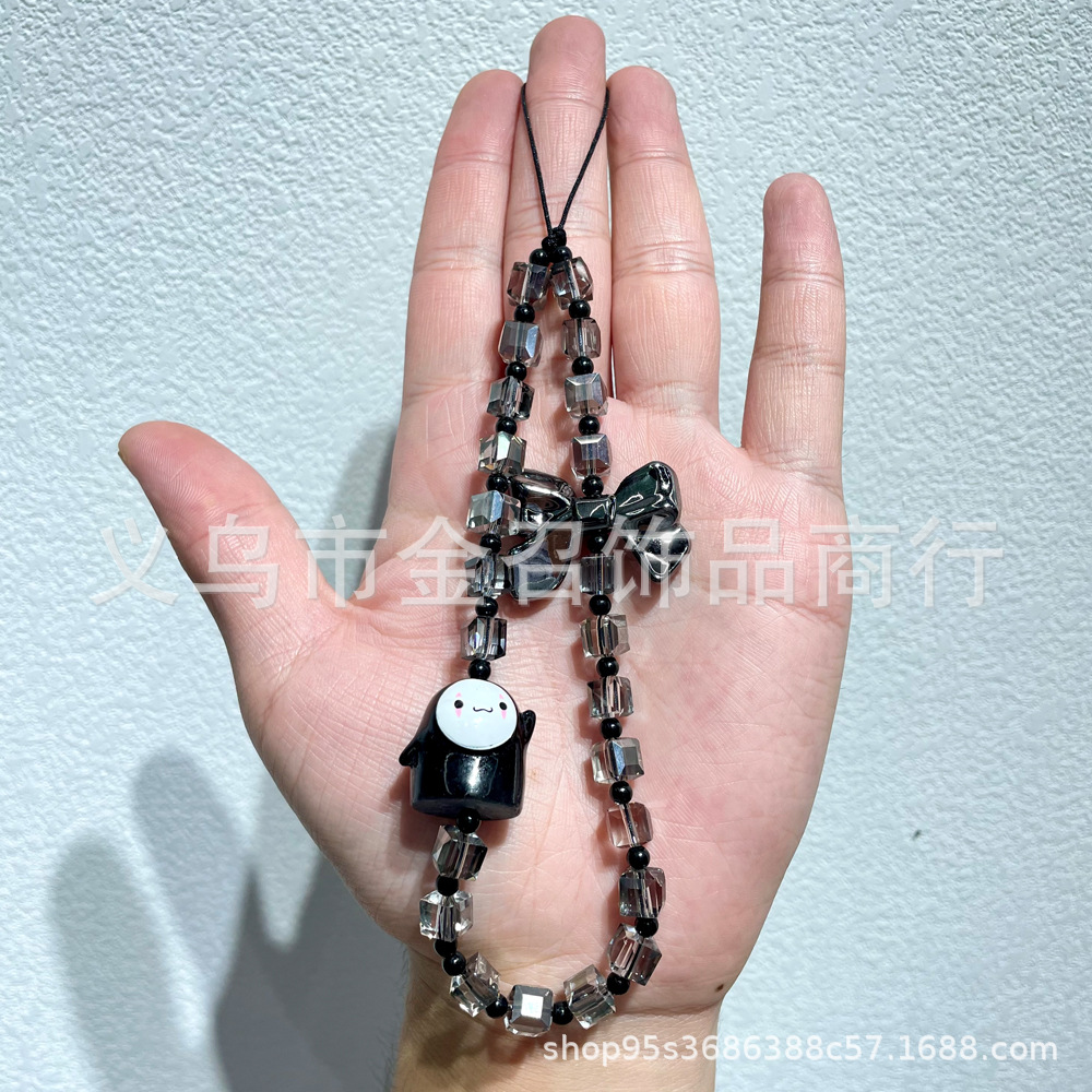 Halloween ins mobile phone chain Pumpkin ghost Skull Ghost face hand-painted mobile phone pendant, beaded keychain pendant pic 8