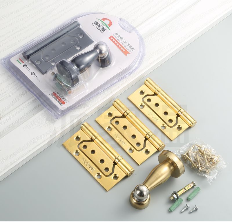 Set of hinge door, no need for slotting, 4-inch parent-child lotus leaf bedroom wooden door, golden three-in-one for bathroom pic 17