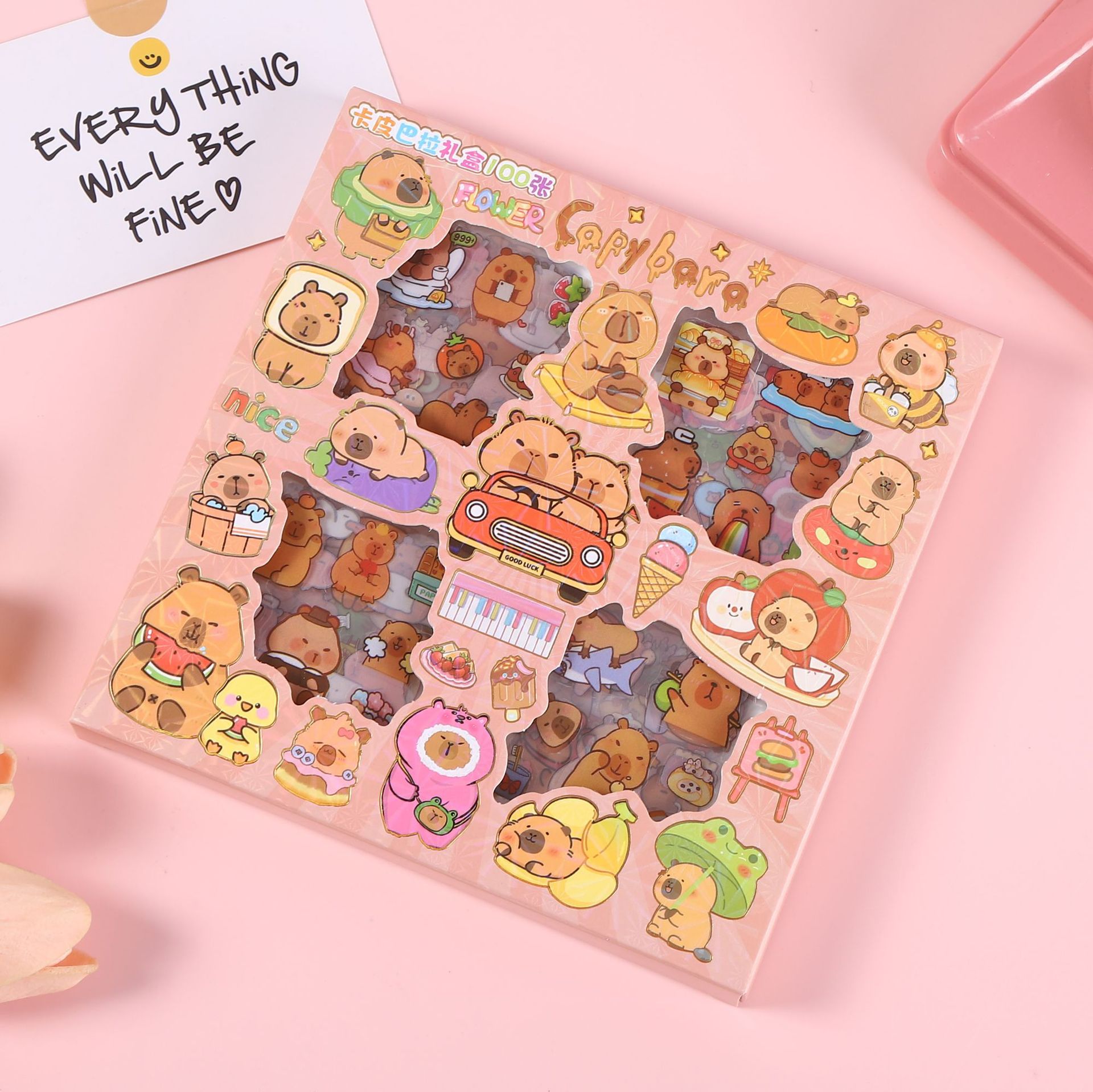 100张不重复手账贴纸防水可爱卡通创意贴画儿童卡皮DIY换装批发详情4