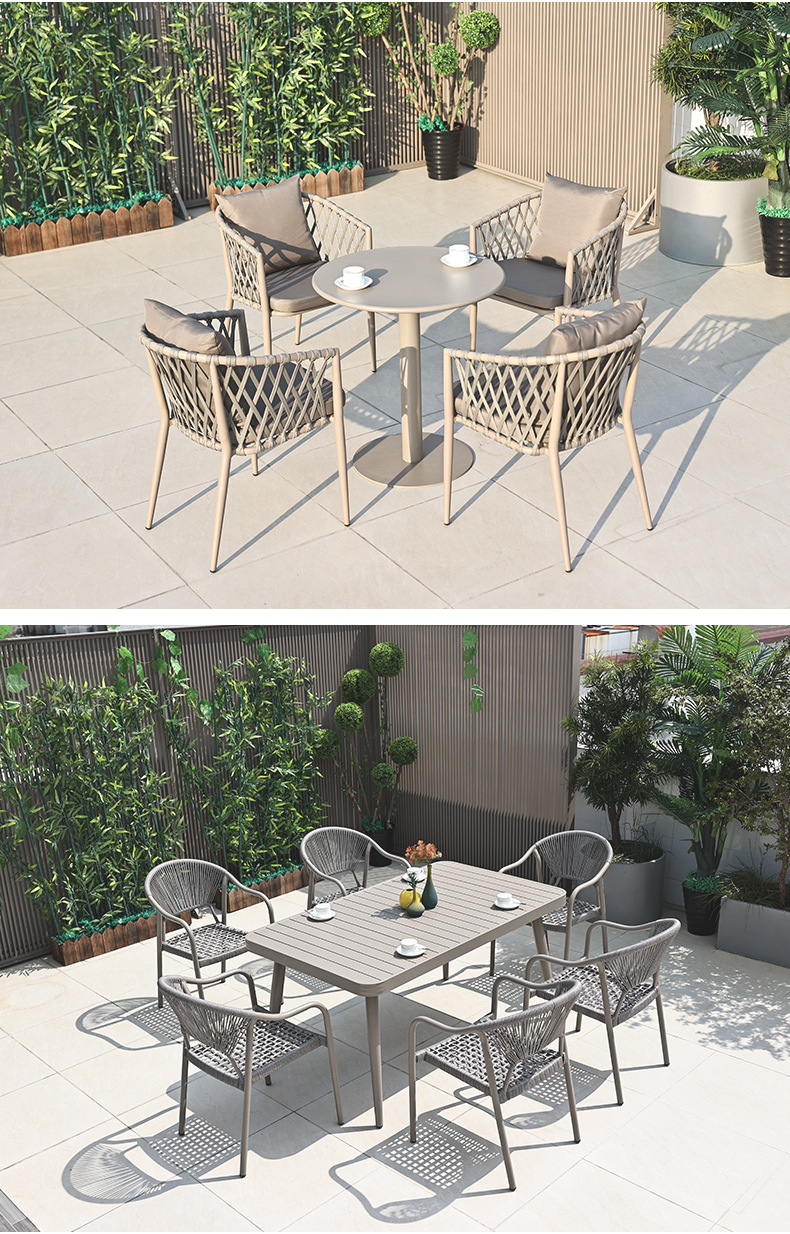 户外阳台圆桌碳钢桌子设计师花园长桌奶茶餐桌防晒庭院休闲小桌椅详情10