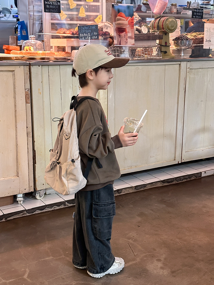 艾摩贝贝中小大儿童宽松可爱卡通卫衣男女童2025春圆领BOBO上衣潮详情52