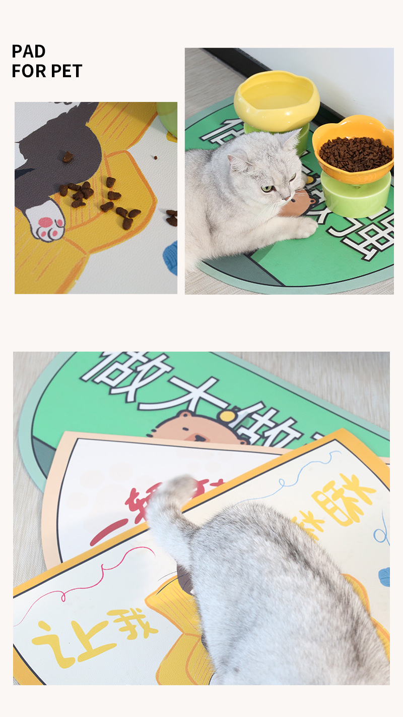 Pet cat placemats, cat bowls, food basins, waterproof and anti-slip MATS, food and tableware MATS for eating pic 9