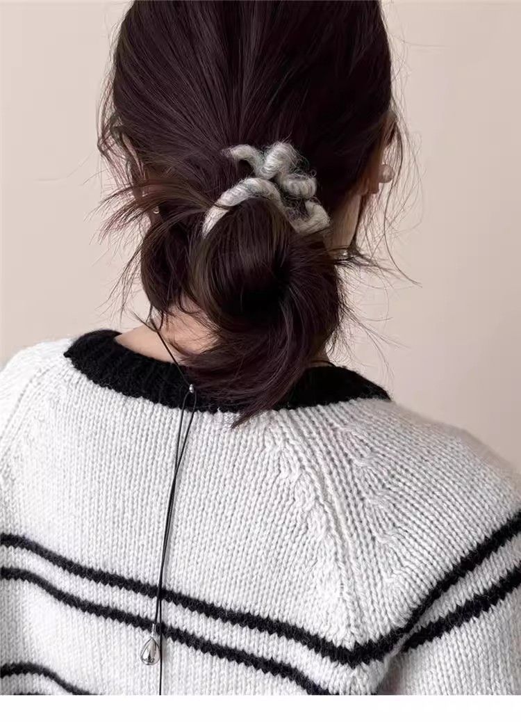 高弹力毛绒电话线发圈女秋冬气质头绳丸子头扎发皮筋耐用高级感发饰详情5
