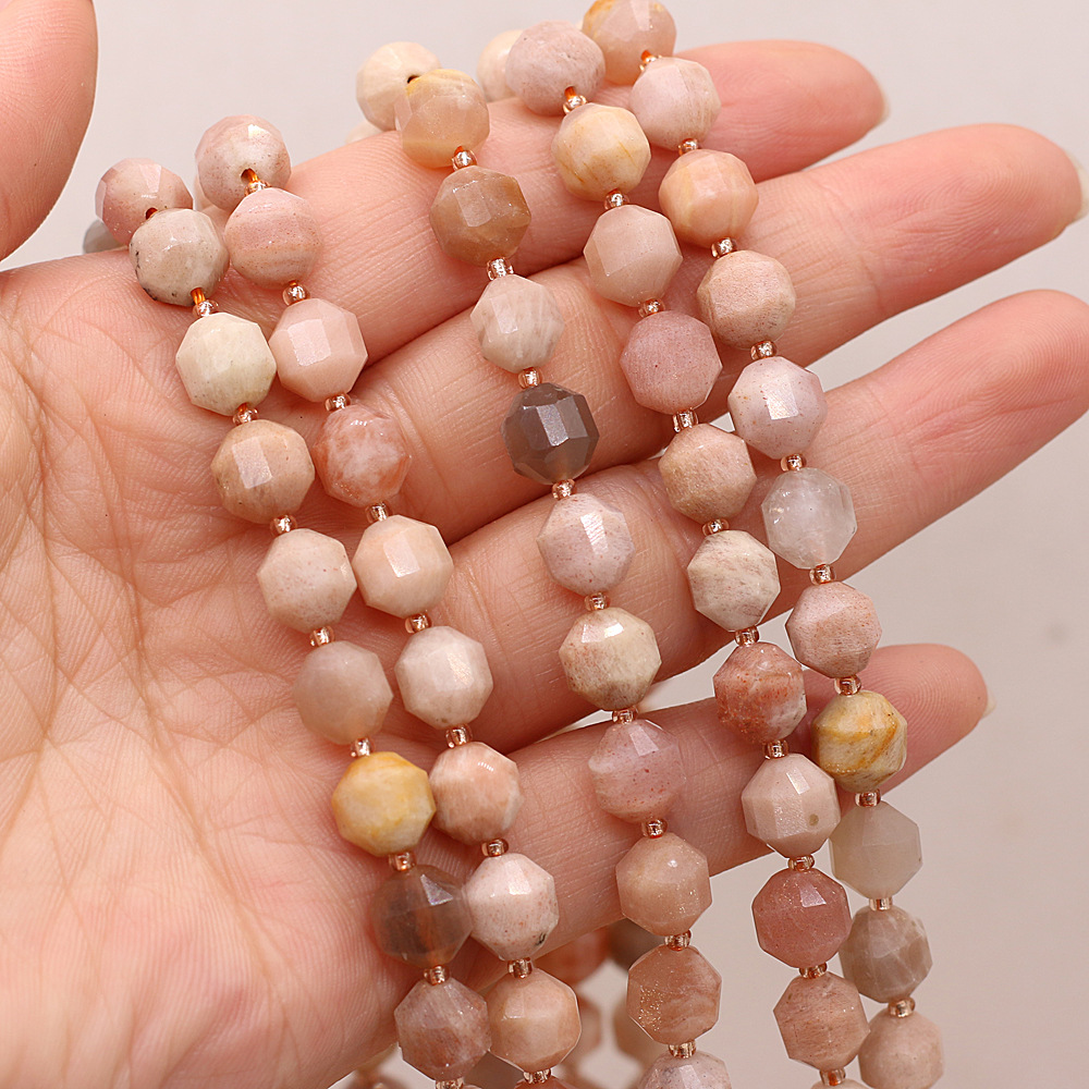 Wholesale of natural rose quartz rough stone cut surface bucket beads, crystal agate, diy jewelry accessories, semi-finished products, handcrafted beads pic 9
