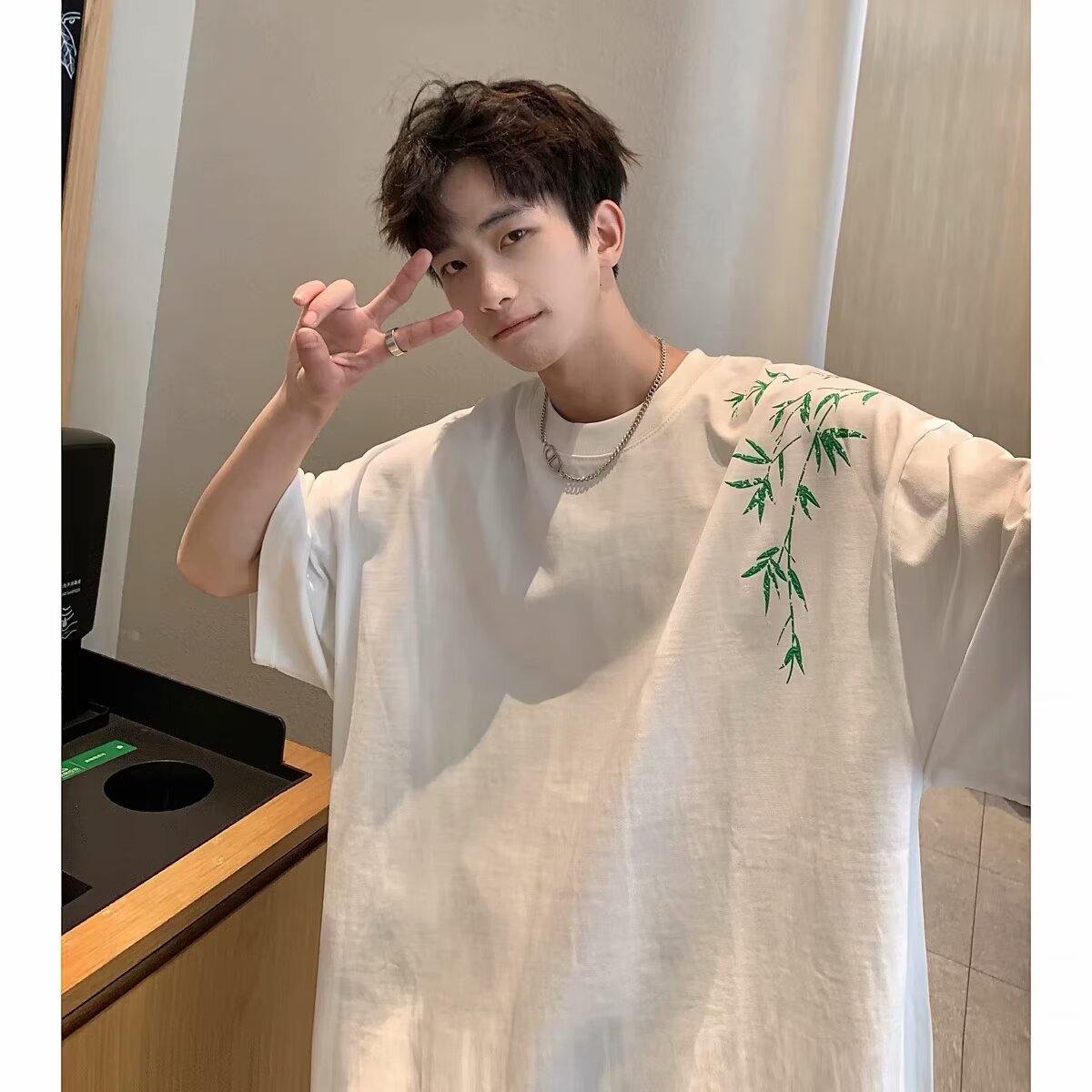 2024 bambú bordado manga corta camiseta verano nueva versión coreana holgada tendencia versátil casual hombre top moda nacional pic 12
