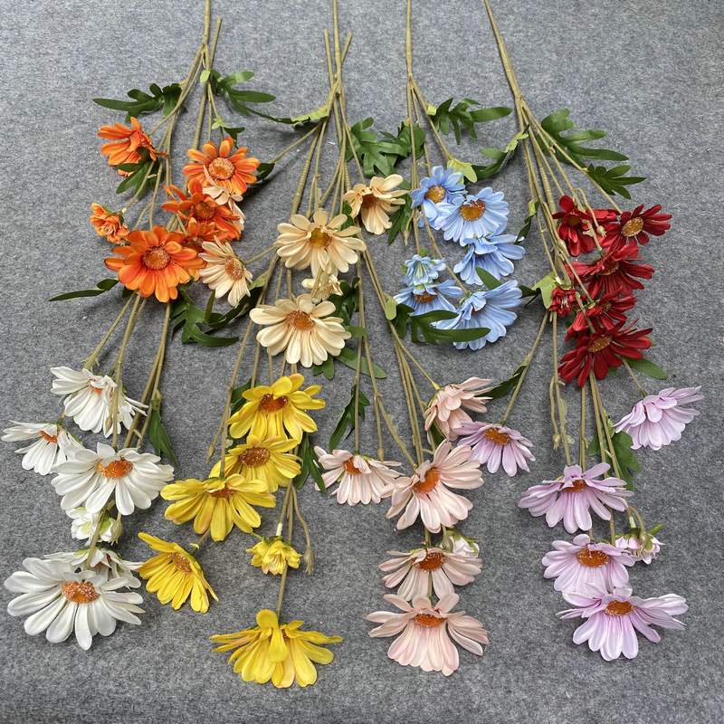 长枝6头雏菊婚庆用品路引插花婚礼堂商场装饰假花小雏菊仿真花详情139