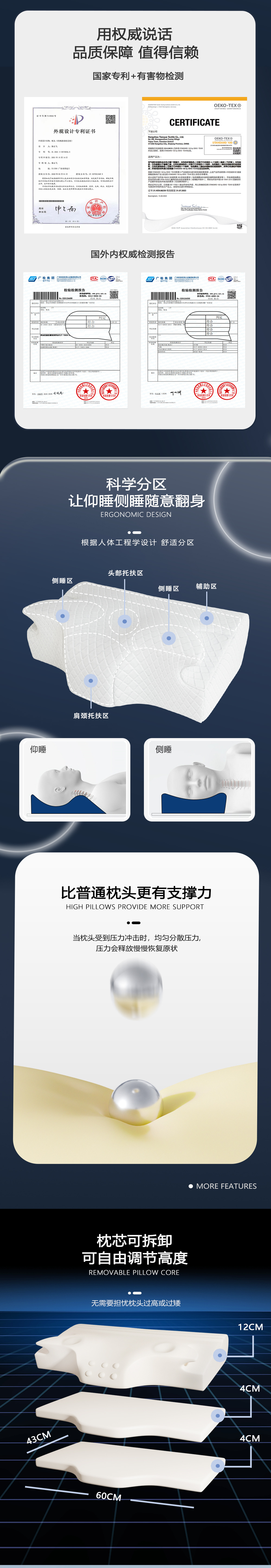 记忆枕头枕套胖子专用枕加高加厚颈椎枕不变形不塌陷枕头厂家批发详情7