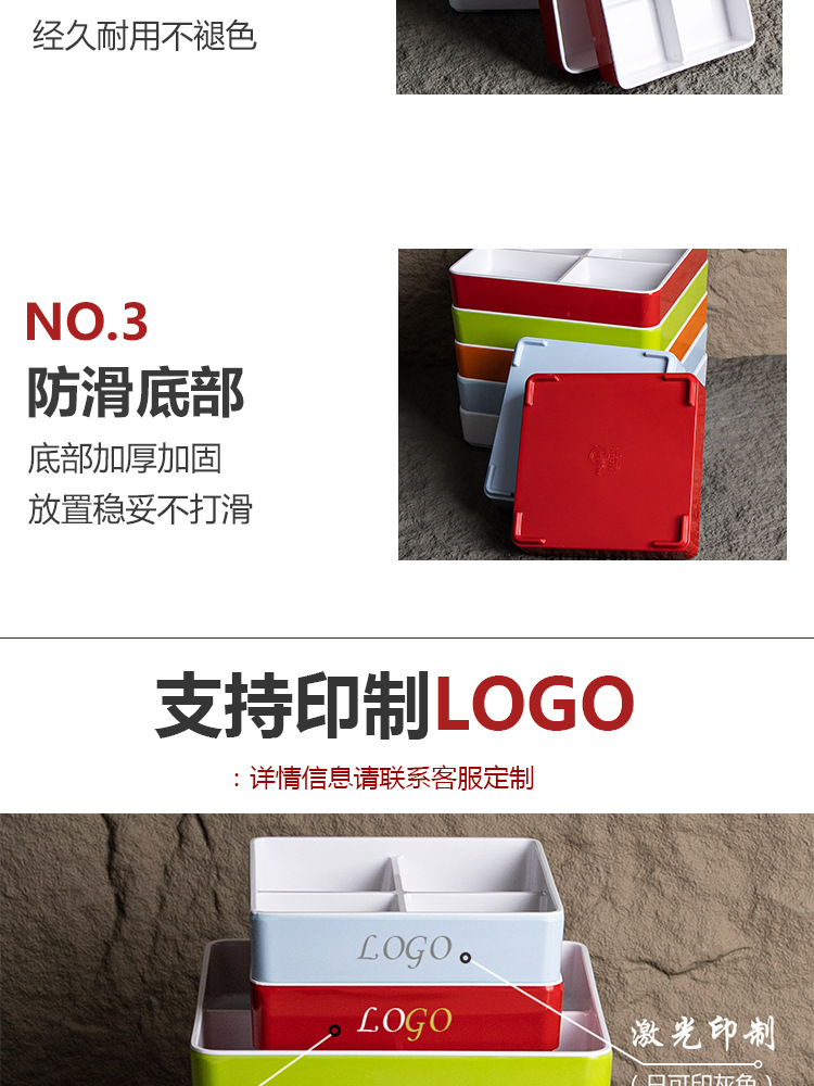 密胺四格分格盘子火锅烤肉店配菜盒商用酒吧会所四方水果小吃拼盘详情8