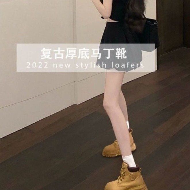 跨境专供内增高马丁靴女2025新款大黄靴女款户外厚底百搭短靴鞋详情12