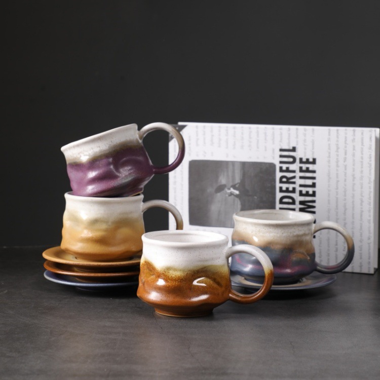 窑变咖啡杯碟套装复古陶瓷杯下午茶卡布奇诺拿铁咖啡杯家用马克杯详情24