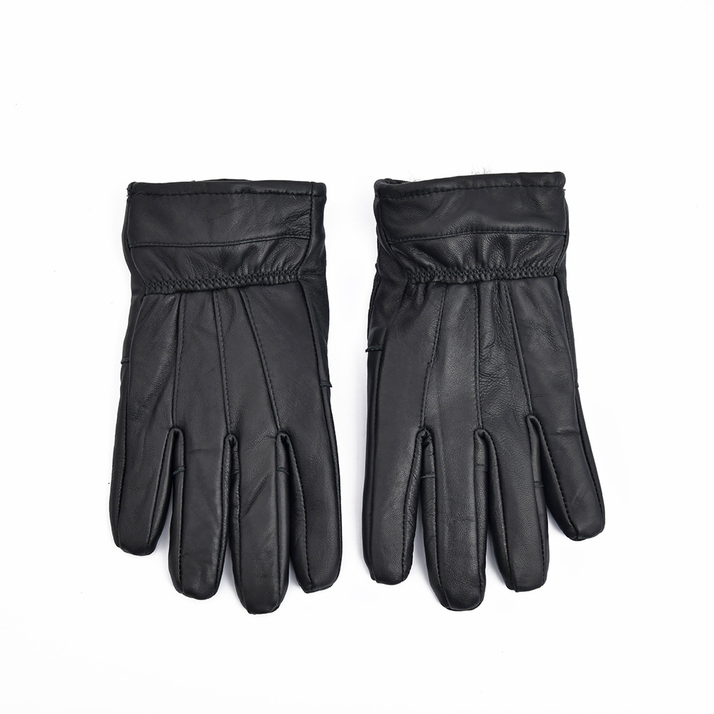 Wholesale of cross-border genuine dog hair thickened leather gloves, fashionable black cold-proof and warm leather gloves, and cycling gloves pic 8