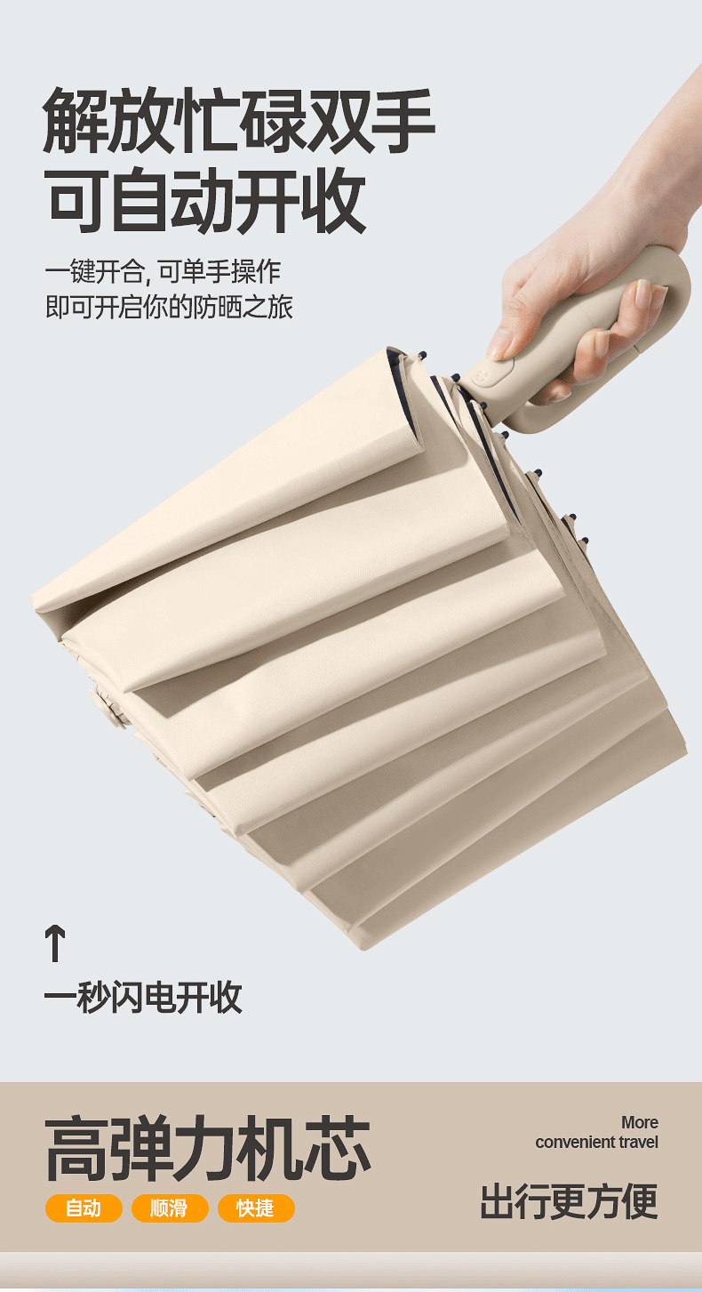 72根全自动环扣雨伞便携大号定制批发男士挂钩折叠晴雨两用女专用详情6