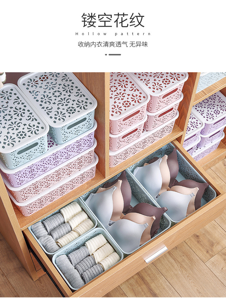 Desktop storage box, plastic cosmetics, hollowed-out drawer, office desk storage rack, desktop skin care product storage box pic 8