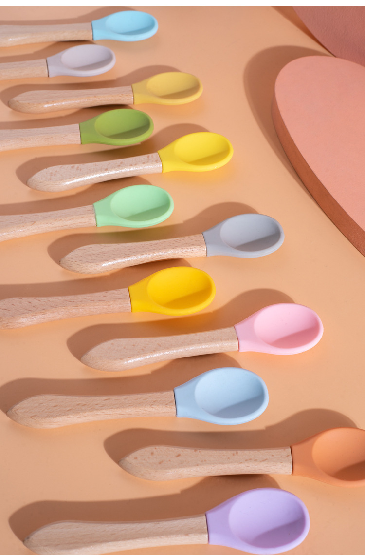 Pet spoon, cat can spoon, wooden handle, silicone, food-grade wet and fresh food feeding spoon for kittens, pet supplies pic 7