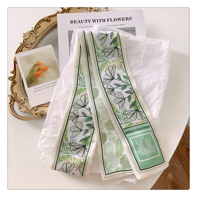 绿色花卉伴手礼盒丝巾绑包包飘带夏季女神发带清新长条绑发带详情24