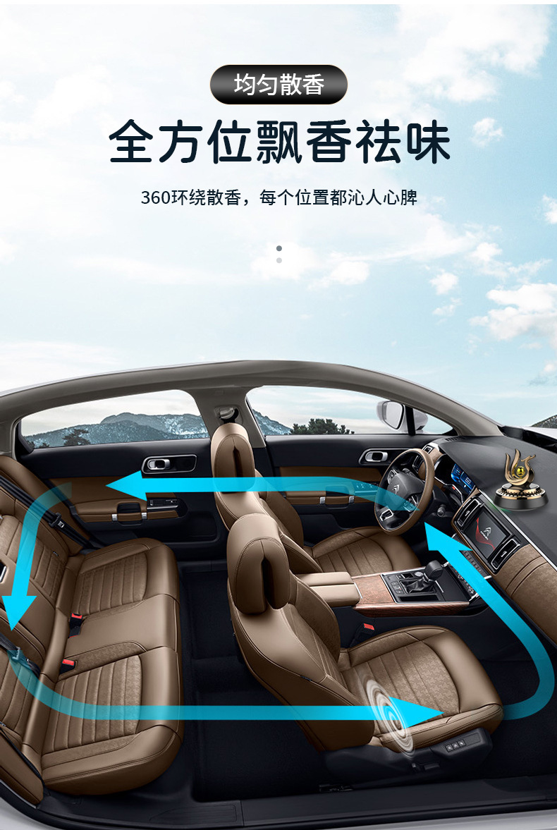 New solar-powered car perfume ornament, car aroma diffuser, rotating helicopter, high-end car ornament, soaring in the sky pic 7