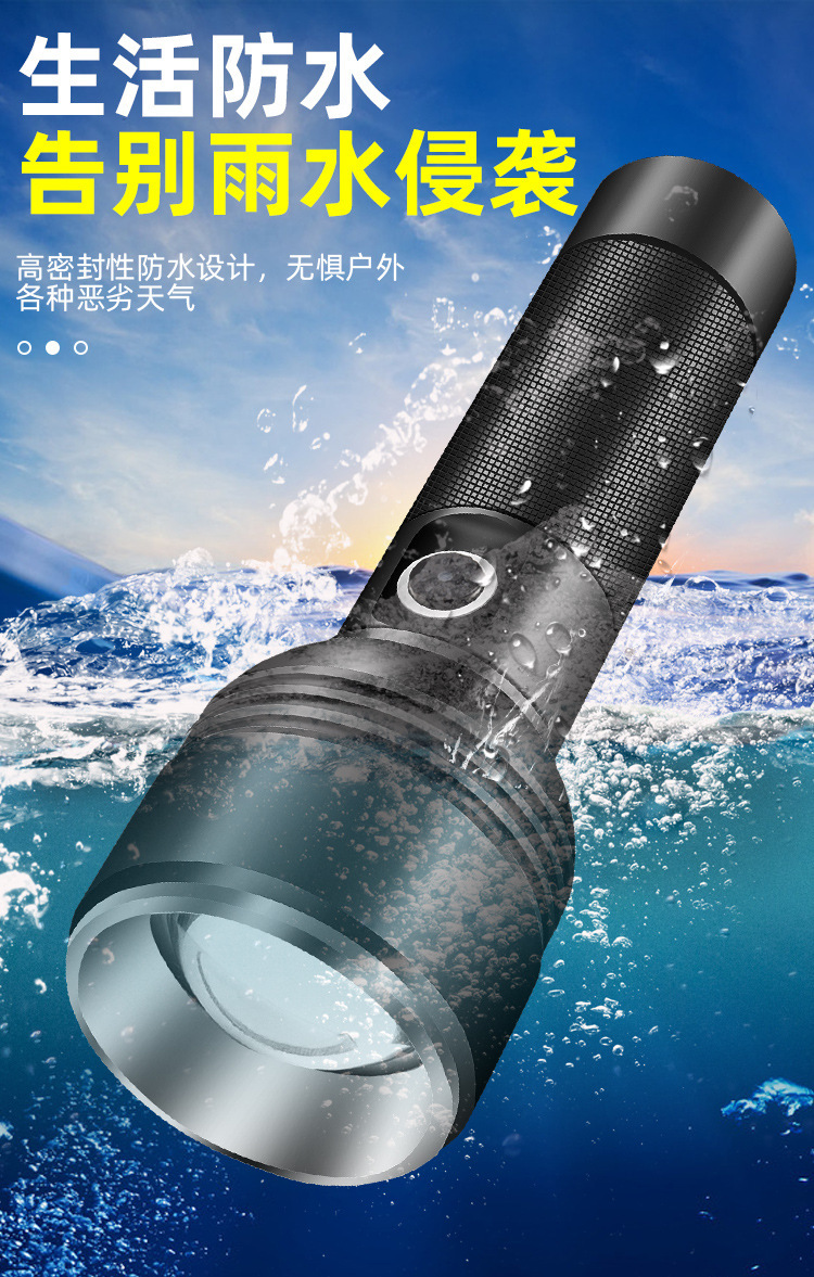 跨境专供 LiitoKala LF-2208铝合金白激光伸缩调焦5档模式手电筒详情1