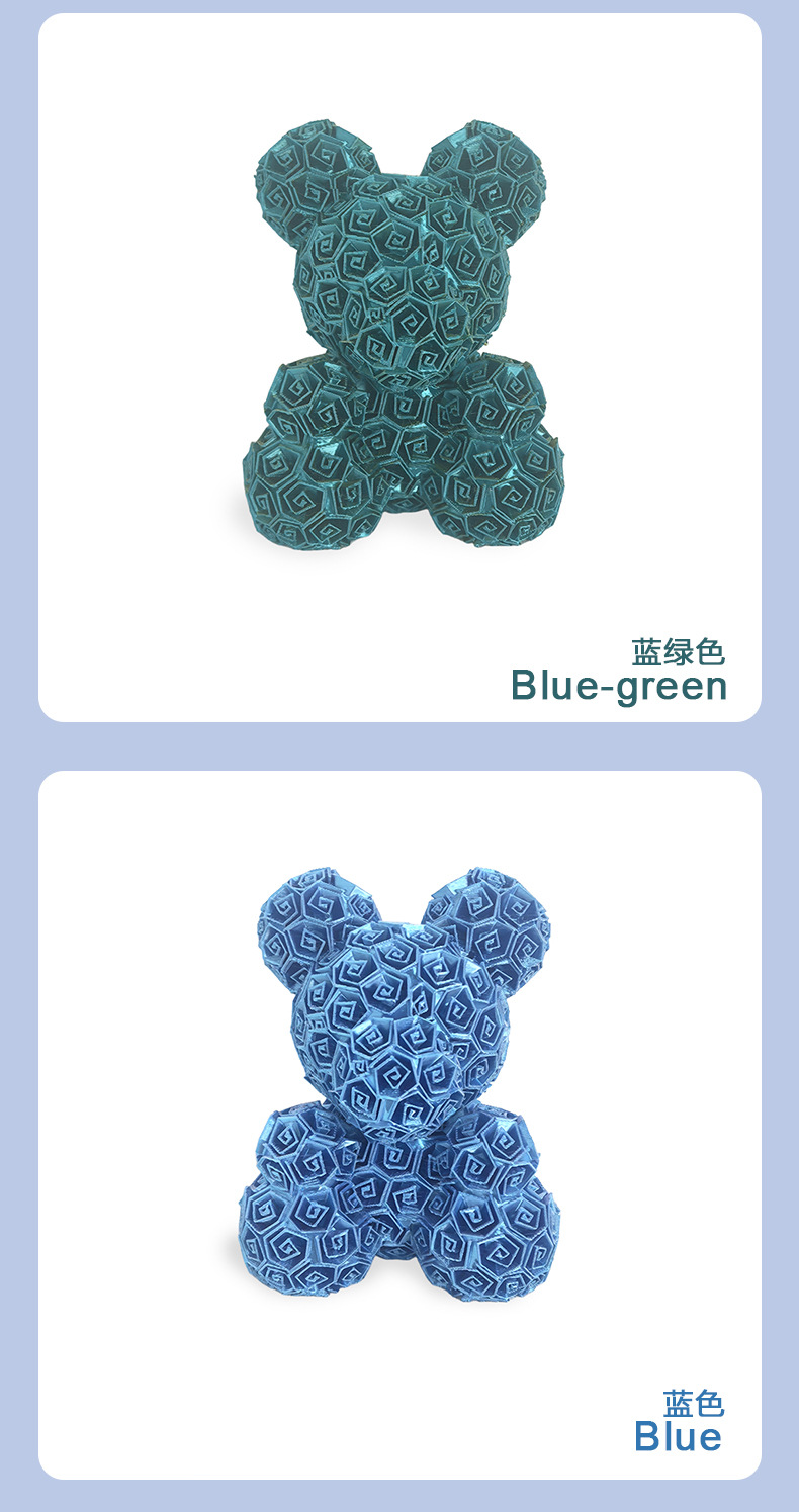 源头厂家直销3D打印玫瑰花小熊情人节礼物摆件永生玫瑰熊多色可选详情9