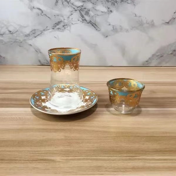 6ga golden red exotic Arabian flower tea cup, glass cup, Turkish style coffee cup, ins style afternoon tea pic 5