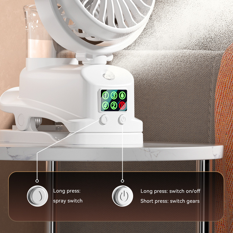 原厂跨境F7夹子喷雾充电小风扇学生宿舍户外多功能夹扇喷雾风扇详情24