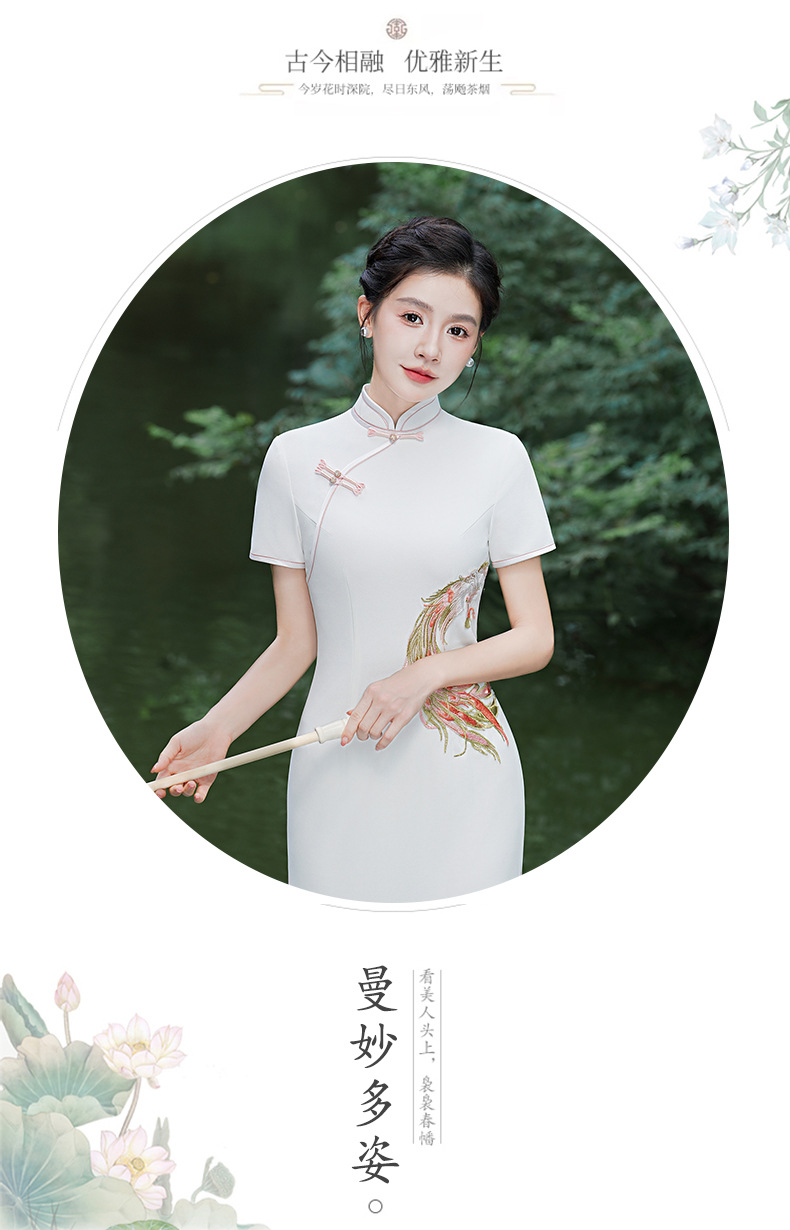 New Chinese trend waist-cinching artistic performance cheongsam fresh girl improved Chinese style long elegant cheongsam 鸾凤 harmony pic 10