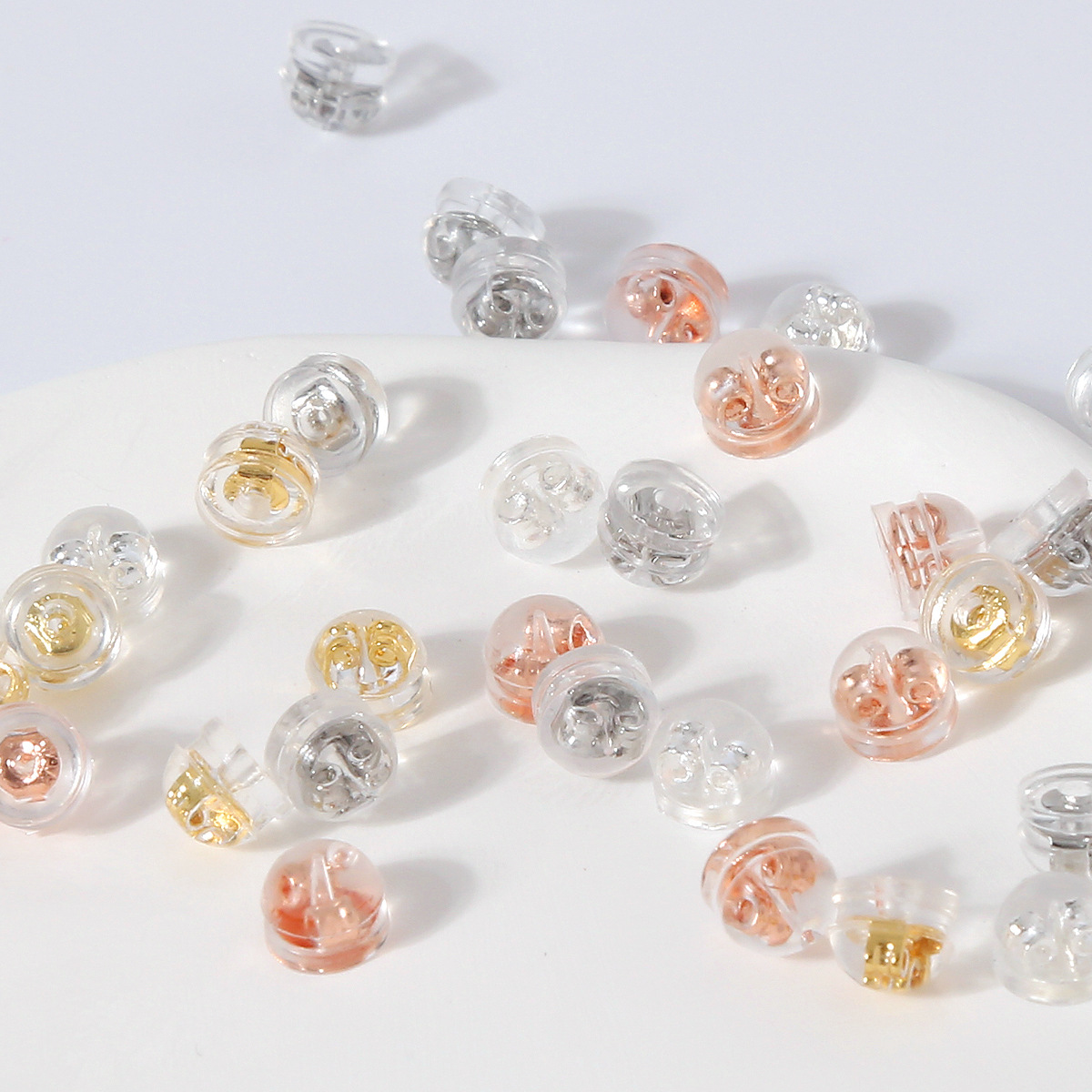 14K镀金保色弹性硅胶耳堵 汉堡耳塞 防掉滑透明柔软环保耳钉针 手链款式可选详情17