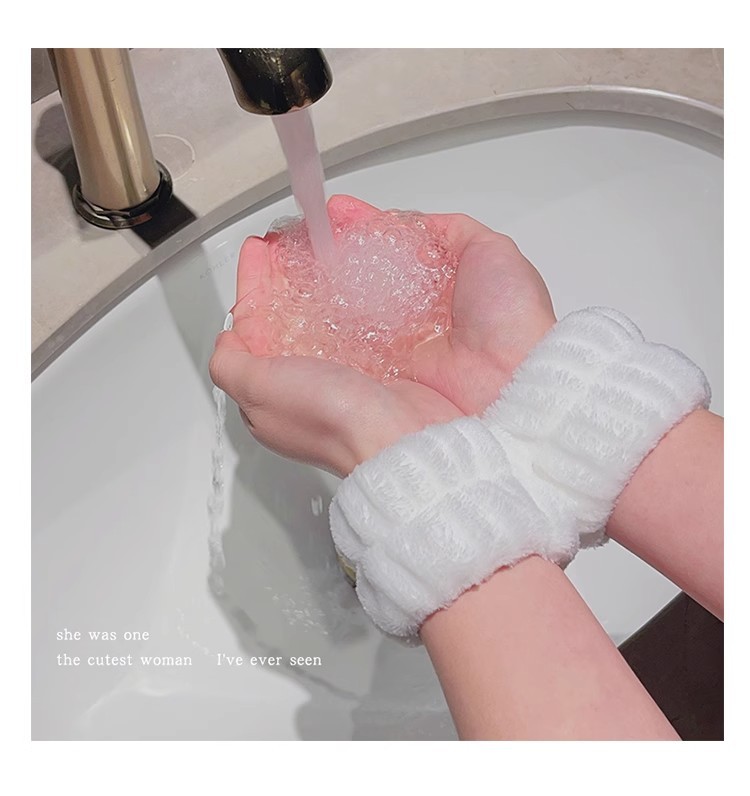 洗脸手腕带神器吸水毛绒束发带头绳两用防湿手巾发绳洗漱专用发圈详情9