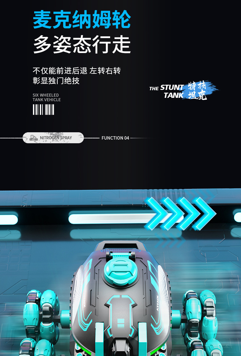 遥控坦克六轮特技车2.4G手势感应变形攀爬越野遥控车儿童玩具FCC详情13