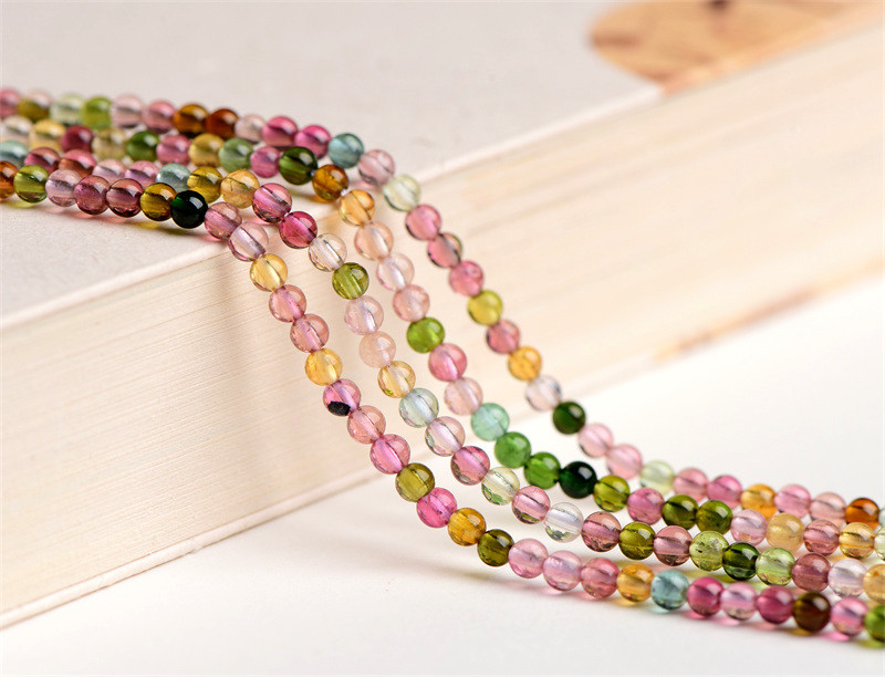 Jiuya Crystal Natural 7A Grade Small Particle Tourmaline Loose Beads Seven-color Tourmaline round Beads Ring Accessories wholesale pic 4