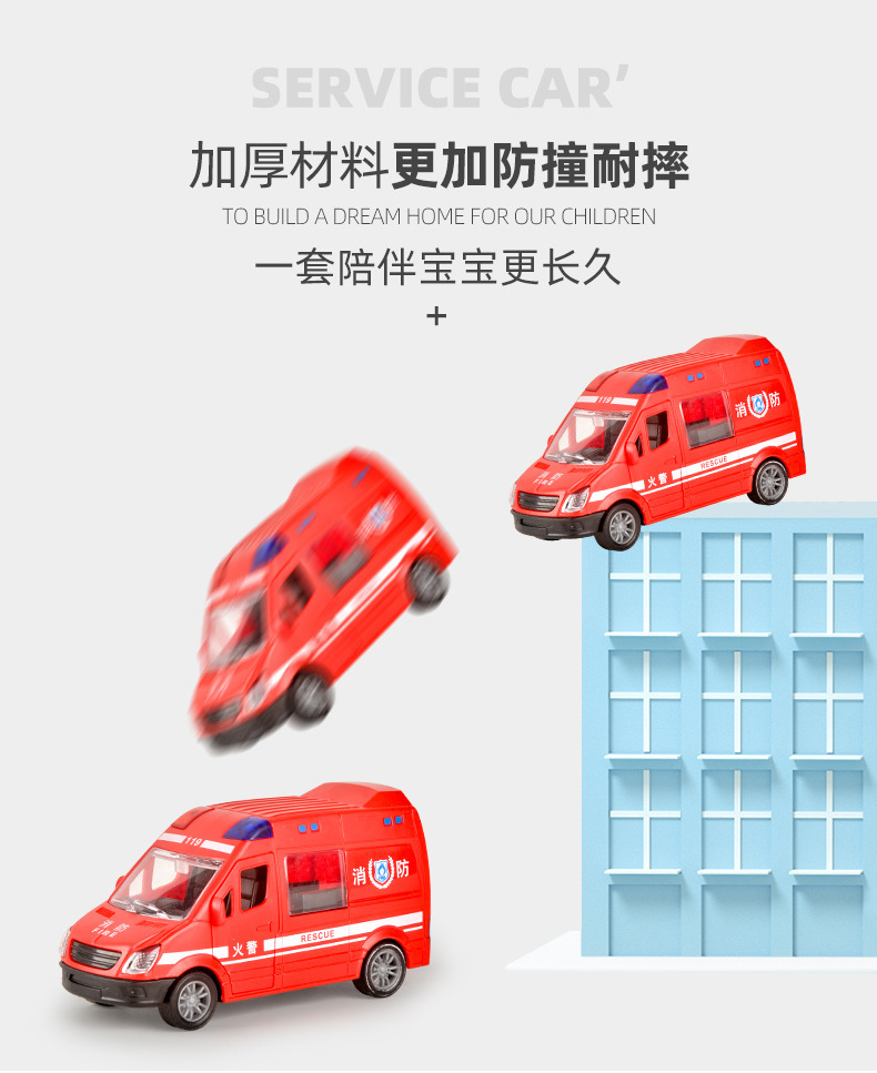 跨境惯性玩具车救护车警车消防车男孩女孩儿童玩具可开门汽车模型详情5